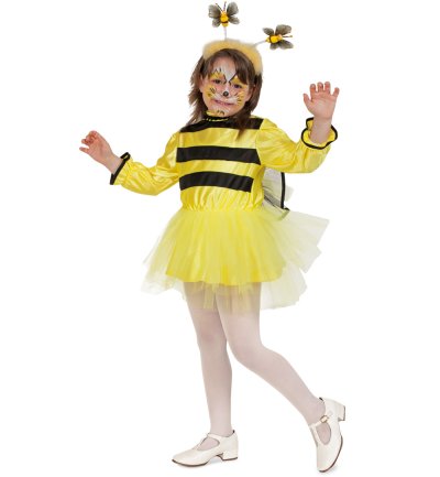 Kostüm - Set Biene für Kinder, 3-TLG. Bienchen mit Flügeln inklusive Haarreif und Tasche