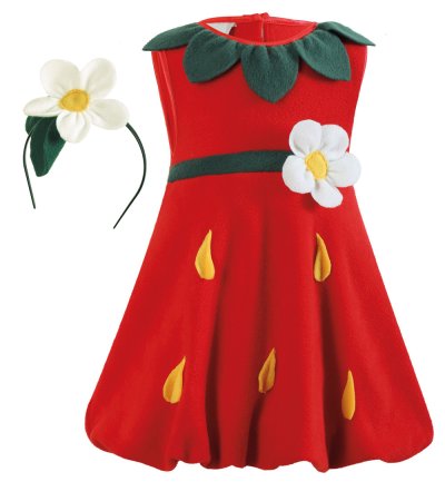 Erdbeer-Kostüm für Kinder Kleid mit Haarreif