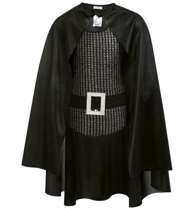 Kinderkostüm Warrior Ritter Umhang Brustpanzer Schwarz Cape Gr 104/116 - 128/140