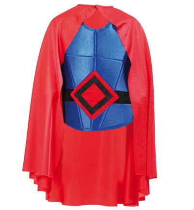 Kinderkostüm Super Hero Umhang Brustpanzer Maske Superheld Blau Rot Gr 104/116 - 128/140