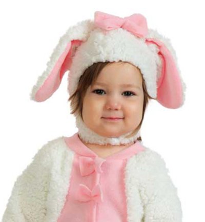 Kinderkostüm Schäfchen Kleid & Mütze mit Ohren in rosa & weiß Schaf Lamm