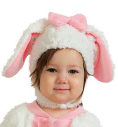 Kinderkostüm Schäfchen Kleid & Mütze mit Ohren in rosa & weiß Schaf Lamm