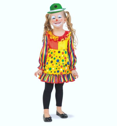 Kleid Clowni kurz, buntes Clown-Kostüm für Kinder, Klassiker