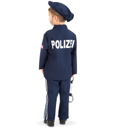 Kinderkostüm Polizei-Kostüm Österreich Austrich Police Ordnungshüter Anzug Mütze Krawatte blau