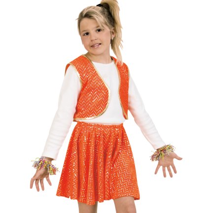 Kinderkostüm "Roxy Orange", Zweiteiliges Outfit mit Glitzerpunkten, Kinderstar, Showgirl