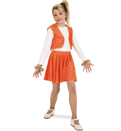 Kinderkostüm "Roxy Orange", Zweiteiliges Outfit mit Glitzerpunkten, Kinderstar, Showgirl
