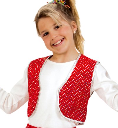 Kinderkostüm "Roxy Rot", Zweiteiliges Outfit mit Glitzerpunkten, Kinderstar, Showgirl