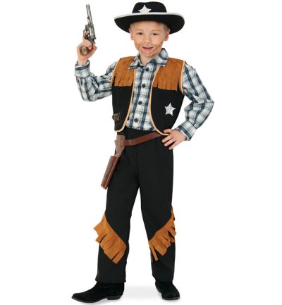 Kinderkostüm Sheriff, Braun-Schwarz, Cowboy und Indianer, Wilder Westen