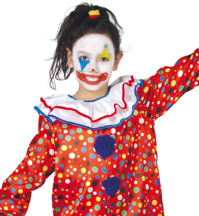 Kinderkostüm Clown Pünktchen Overall gepunktet rot Harlekin Kasper