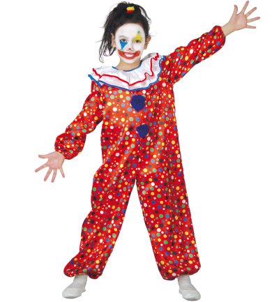 Kinderkostüm Clown Pünktchen Overall gepunktet rot Harlekin Kasper