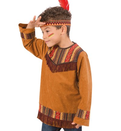 Kinderkostüm Indianer Oberteil Langarm-Shirt Wilder Westen