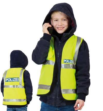 Spiel-Weste Polizei für Kinder Neon Verkehrspolizei Kontrolleur mit oder ohne Zubehör Ordnungshüter Warnweste