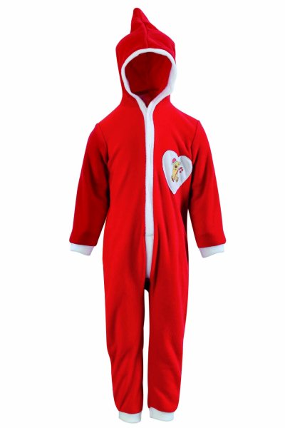 Weihnachten Kinder Overall mit Kapuze rot weiß Schlafanzug Gr 92 & 104