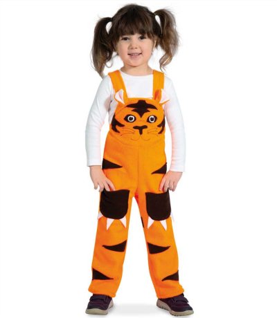 Tierkostüm Tiger für Kinder Latzhose Zootier Wildnis Karneval Verkleidung Spielhose Kinderkostüm