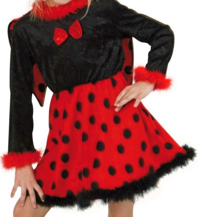 Kinderkostüm Marienkäfer Kleid mit Flügeln in schwarz-rot Glückskäfer Samtoptik