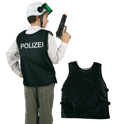 Kinderkostüm "Weste Polizei schwarz", Kinderfasching, Karneval, Mottoparty