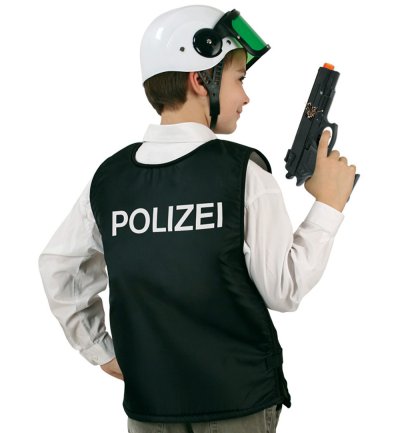 Kinderkostüm "Weste Polizei schwarz", Kinderfasching, Karneval, Mottoparty