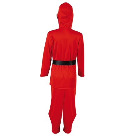 Kinder – Ninja Anzug rot mit Kapuze und Gürtel Kämpfer Verkleidung für viele Gelegenheiten Kampfkünstler