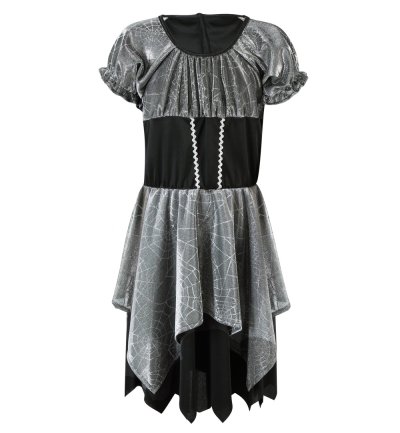 Hexenkostüm Kinder Mädchen Silber Schwarz Halloween Hexe Zauberer Cosplay Rollenspiel Verkleidung