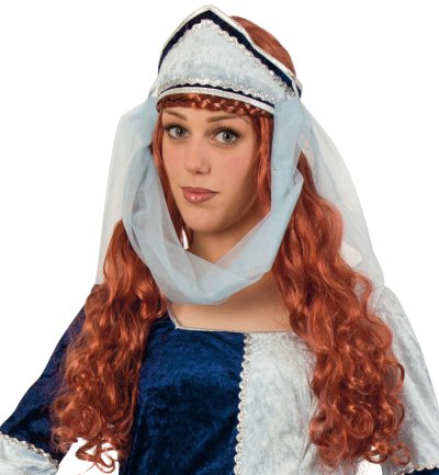 Mittelalter Damenkostüm  – Burgfräulein Kleid Blau mit Gürtel & Kopfband – Langes Ritterkostüm für Karneval, LARP & Events