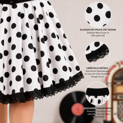 rockabilly kleid schwarz weiss gepunktet