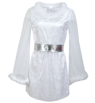 Damenkostüm "Engel" 2-tlg. Kleid mit Gürtel weiß-silber