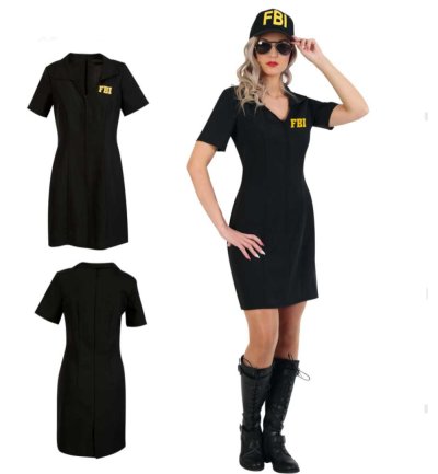 FBI Damenkostüm Kleid für Erwachsene Investigation Geheimdienst Spezialeinheit Agentin Geheimermittlung