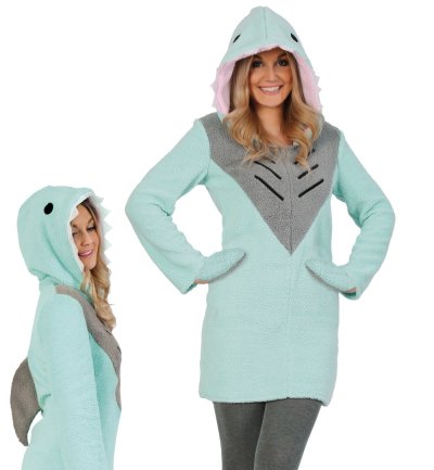 Damenkostüm Haifisch Hai Kleid originelles Tierkostüm Plüsch