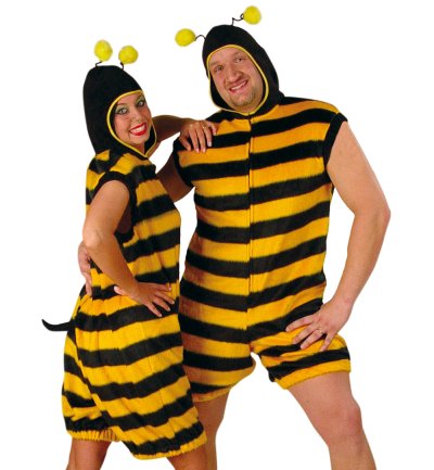"Hummel" Overall mit Kapuze für Erwachsene Bienenkostüm