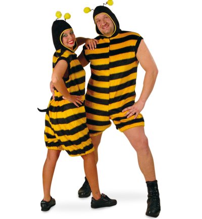 "Hummel" Overall mit Kapuze für Erwachsene Bienenkostüm