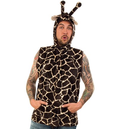 „Weste Giraffe“ Tierkostüm für Herren aus Plüsch mit Ohren Karneval