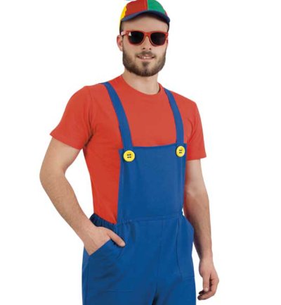 Kostüm Latzhose in blau Handwerker Bauarbeiter Superheld Blaumann für Erwachsene