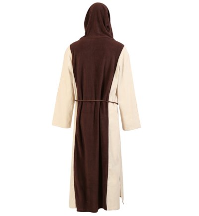 Herrenkostüm "Mönch" Kutte mit Schlaufenkapuze und Kordel Ordensbruder Mittelalter Kuttenträger braun-beige