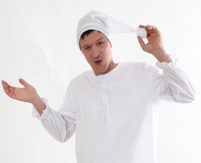 Herren-/Damenkostüm "Nachthemd", Hemd mit Mütze, Schlafanzugparty