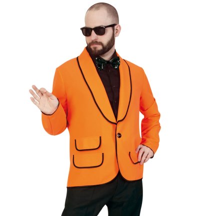 Kostüm Jacke neon orange mit schwarzen Akzenten für Herren, Jackett, Sakko