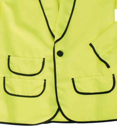 Neon gelb schwarzer Saum Sakko Herren Party Outfit