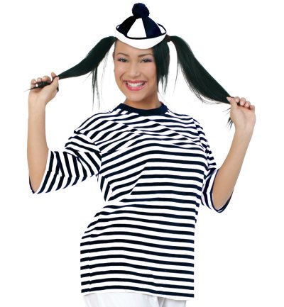 Ringelshirt Kurzarm T-Shirt Schwarz-Weiß gestreift Kostüm für Pantomime Marine Gondoliere Gefangener Unisex Basic für viele Kostüme und Verkleidungen Gruppenkostüm