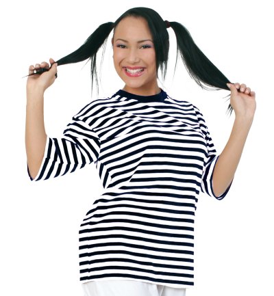 Ringelshirt Kurzarm T-Shirt Schwarz-Weiß gestreift Kostüm für Pantomime Marine Gondoliere Gefangener Unisex Basic für viele Kostüme und Verkleidungen Gruppenkostüm