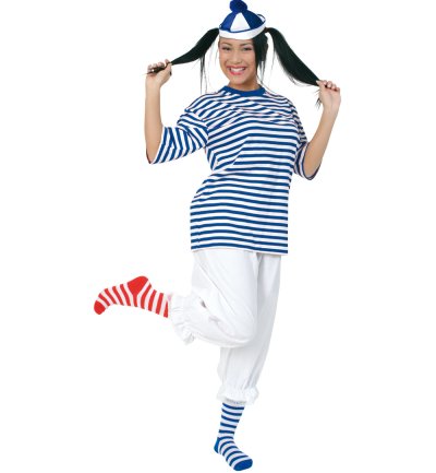 Kurzarm "Ringel-Shirt" blau/weiß, Fasching, Karneval, Mottoparty