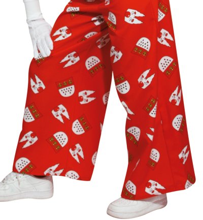 Latzhose "Köln rot" 1-tlg. Latzhose mit Köln Muster rot-weiß Clownhose für Erwachsene