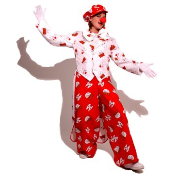 Latzhose "Köln rot" 1-tlg. Latzhose mit Köln Muster rot-weiß Clownhose für Erwachsene
