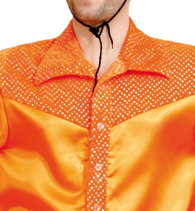 Herrenhemd "Chris Orange", Party-Hemd mit Pailletten, Cowboy, Disco, Party, Schlager