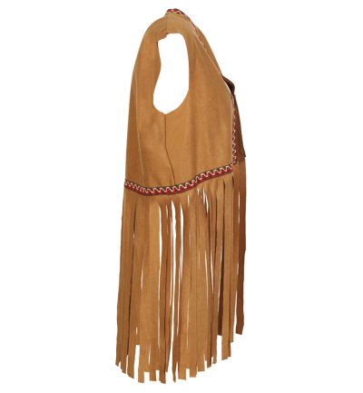 Hippie Weste in braun für Erwachsene mit Fransen 60er/70er Jahre Verkleidung Flower-Power Unisex