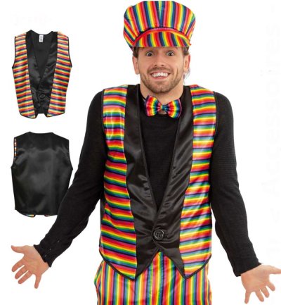 1-teilige Kostümweste Regenbogen Unisex für Erwachsene Rainbow CSD bunt Sakko