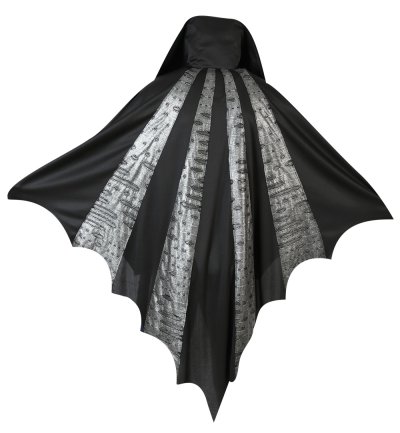 Umhang Fledermaus Grau Schwarz Cape Bat Umhang mit Stehkragen Verkleidung für viele Gelegenheiten