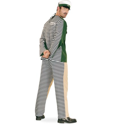 2-tlg. Herrenkostüm "Polizeisträfling mit Mütze", Karneval, Fasching, Mottoparty