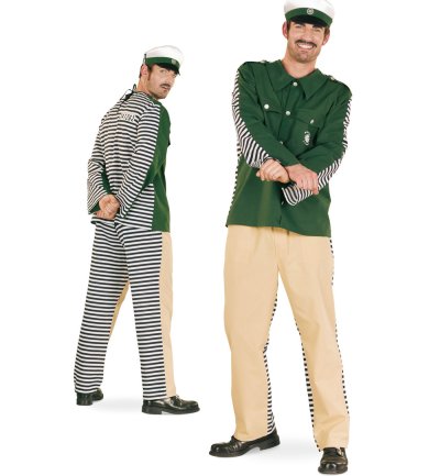 2-tlg. Herrenkostüm "Polizeisträfling mit Mütze", Karneval, Fasching, Mottoparty