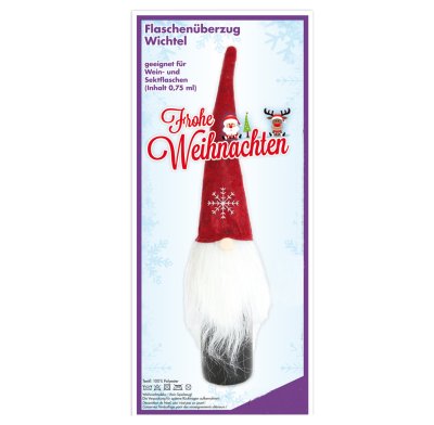 Flaschenüberzug Wichtel Geschenk Weihnachten Mitbringsel Weihnachtsdeko Tischdeko Flaschendeko