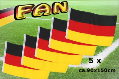 Set-Flagge  10 x Deutschland Fahne, mit Metallösen, 5x klein & 5x groß  BRD Fanartikel Deutschlandflagge