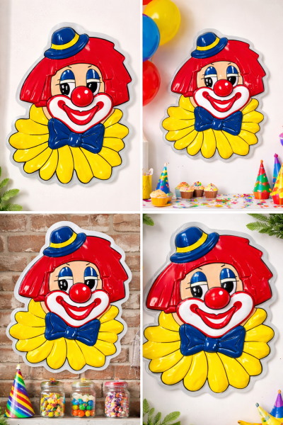 Wand-Deko Clown Wandbild Party Fasching Karneval 3D ca. 30 cm hoch